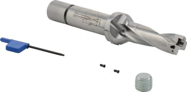 Iscar - 2.06" Max Drill Depth, 3xD, 11/16" Diam, Indexable Insert Drill - 3/4" Shank Diam, Straight Shank - Exact Tooling
