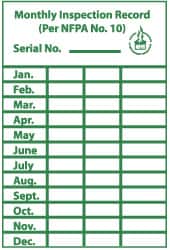 NMC - "Monthly Inspection Record", 3" Long x 2" Wide, Paper Safety Sign - Rectangle, Use for Inspection, Testing & Accident Data - Exact Tooling