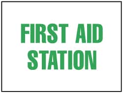 NMC - "First Aid Station", 10" Long x 14" Wide, Rigid Plastic Safety Sign - Rectangle, 0.05" Thick, Use for First Aid - Exact Tooling