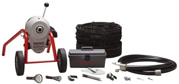 Ridgid - Electric Battery Drain Cleaning Machine - For 3" to 8" Pipe, 200' Cable, 710 Max RPM - Exact Tooling