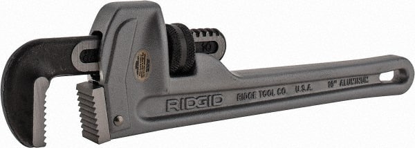 Ridgid - 10" Aluminum Straight Pipe Wrench - 1-1/2" Pipe Capacity - Exact Tooling