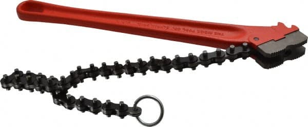 Ridgid - 2" Max Pipe Capacity, 18-1/2" Long, Chain Wrench - 5" Actual OD, 14" Handle Length - Exact Tooling