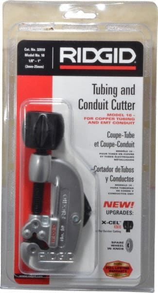 Ridgid - 1/8" to 1" Pipe Capacity, Screw Feed Tubing Cutter - Cuts Copper, Aluminum, Brass - Exact Tooling