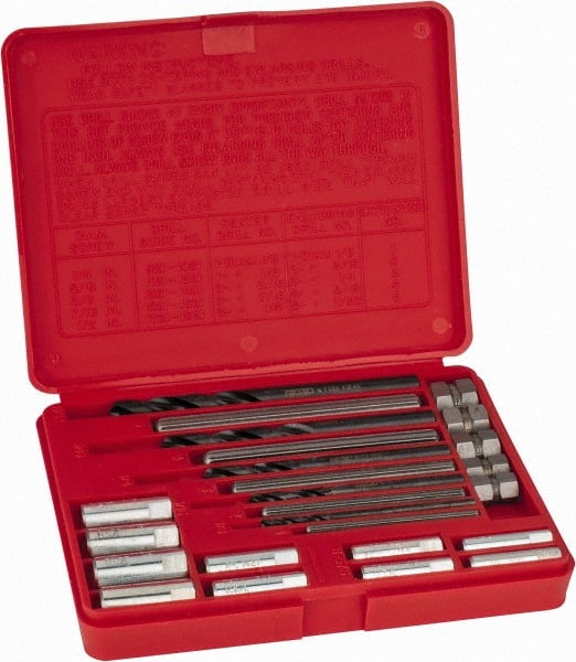 Ridgid - 20 Piece Screw Extractor & Drill Set - Plastic Set Box - Exact Tooling