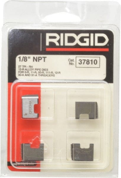 Ridgid - 1/8-27 NPT, Right Hand, Alloy Steel, Pipe Threader Die - Ridgid OO-R, 11-R, 12-R, O-R, 11-R Ratchet Threaders or 30A, 31A 3-Way Pipe Threaders Compatibility - Exact Tooling