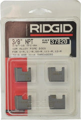 Ridgid - 3/8-18 NPT, Right Hand, Alloy Steel, Pipe Threader Die - Ridgid OO-R, 11-R, 12-R, O-R, 11-R Ratchet Threaders or 30A, 31A 3-Way Pipe Threaders Compatibility - Exact Tooling