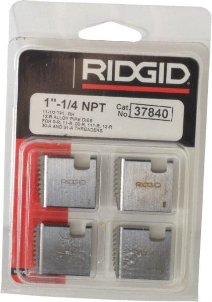 Ridgid - 1-1/4 - 11-1/2 NPT, Right Hand, Alloy Steel, Pipe Threader Die - Ridgid OO-R, 11-R, 12-R, O-R, 11-R Ratchet Threaders or 30A, 31A 3-Way Pipe Threaders Compatibility - Exact Tooling