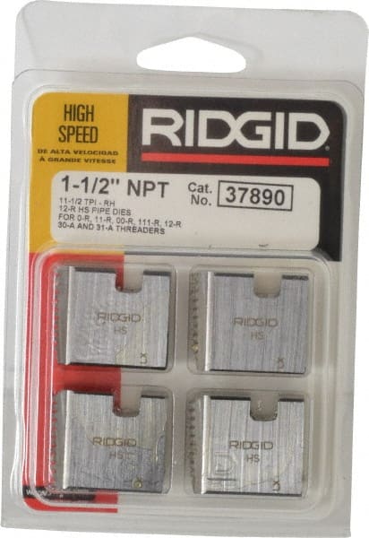 Ridgid - 1-1/2 - 11-1/2 NPT, Right Hand, High Speed Steel, Pipe Threader Die - Ridgid OO-R, 11-R, 12-R, O-R, 11-R Ratchet Threaders or 30A, 31A 3-Way Pipe Threaders Compatibility - Exact Tooling