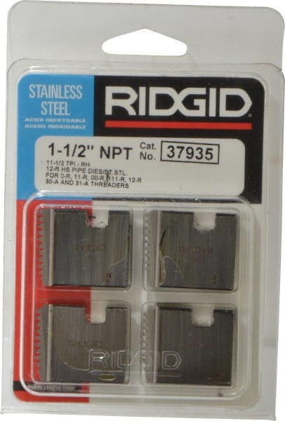 Ridgid - 1-1/2 - 11-1/2 NPT, Right Hand, High Speed Steel, Pipe Threader Die - Ridgid OO-R, 11-R, 12-R, O-R, 11-R Ratchet Threaders or 30A, 31A 3-Way Pipe Threaders Compatibility - Exact Tooling