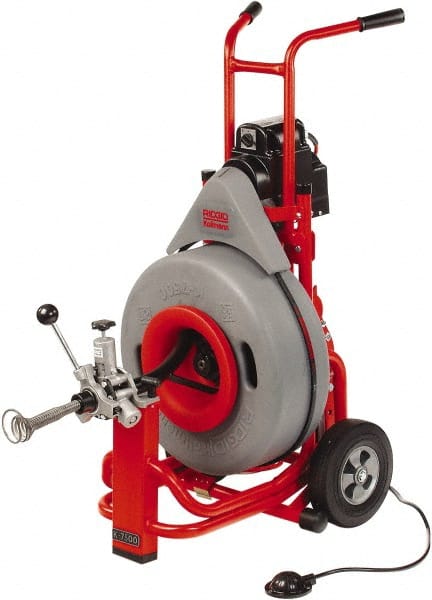 Ridgid - Electric Battery Drain Cleaning Machine - For 3" to 10" Pipe, 0.4286" x 100' Cable, 200 Max RPM - Exact Tooling
