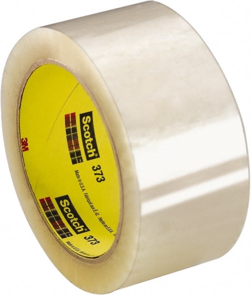 3M - 36mm x 55 Yd Clear Rubber Adhesive Sealing Tape - Polypropylene Film Backing, 2.5 mil Thick, 60 Lb Tensile Strength, Series 373 - Exact Tooling