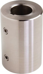Climax Metal Products - 3/8" Inside x 3/4" Outside Diam, Set Screw Rigid Coupling with Keyway - 1" Long x 3/32" Keyway Width x 3/64" Keyway Depth - Exact Tooling