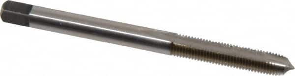 Made in USA - #10-40 UNS, 2 Flute, Bright Finish, High Speed Steel Spiral Point Tap - Plug Chamfer, Right Hand Thread, 2-3/8" OAL, 7/8" Thread Length, 0.194" Shank Diam - Exact Tooling