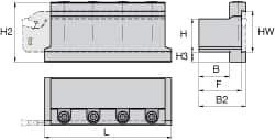 Kennametal - Tool Block Style A2TZN, 26mm Blade Height, 86mm OAL, 44mm OAH, Indexable Cutoff Blade Tool Block - 20mm Shank Height, 19mm Shank Width, Reversible, Series A2 Cut-Off - Exact Tooling