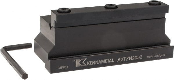 Kennametal - Tool Block Style A2TZN, 32mm Blade Height, 110mm OAL, 1.97"& OAH, Indexable Cutoff Blade Tool Block - 1-1/4" Shank Height, 1-1/4" Shank Width, Reversible, Series A2 Cut-Off - Exact Tooling
