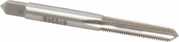 Made in USA - 1/4-32 UNEF 4 Flute Bright Finish High Speed Steel Straight Flute Standard Hand Tap - Bottoming, Right Hand Thread, 2-1/2" OAL, H3 Limit, Oversize - Exact Tooling