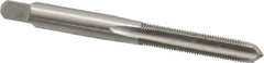 Made in USA - 1/4-40 UNS 4 Flute Bright Finish High Speed Steel Straight Flute Standard Hand Tap - Plug, Right Hand Thread, 2-1/2" OAL, 1" Thread Length, H2 Limit, Oversize - Exact Tooling