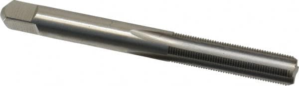 Made in USA - 1/4-48 UNS 4 Flute Bright Finish High Speed Steel Straight Flute Standard Hand Tap - Bottoming, Right Hand Thread, 2-1/2" OAL, 1" Thread Length, H2 Limit, Oversize - Exact Tooling