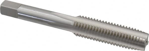 Made in USA - 7/16-16 UNS 4 Flute Bright Finish High Speed Steel Straight Flute Standard Hand Tap - Plug, Right Hand Thread, 3-5/32" OAL, 1-7/16" Thread Length, H3 Limit, Oversize - Exact Tooling