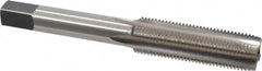 Made in USA - 7/16-24 UNS 4 Flute Bright Finish High Speed Steel Straight Flute Standard Hand Tap - Plug, Right Hand Thread, 3-5/32" OAL, H3 Limit, Oversize - Exact Tooling