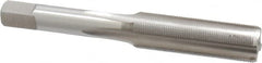 Made in USA - 7/16-40 UNS 4 Flute Bright Finish High Speed Steel Straight Flute Standard Hand Tap - Bottoming, Right Hand Thread, 3-5/32" OAL, 1-7/16" Thread Length, H2 Limit, Oversize - Exact Tooling