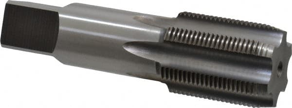 Made in USA - 1-1/8 - 16 UNS 6 Flute Bright Finish High Speed Steel Straight Flute Standard Hand Tap - Plug, Right Hand Thread, 4" OAL, 1-1/2" Thread Length, H4 Limit, Oversize - Exact Tooling