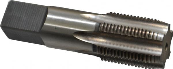 Made in USA - 1-3/16 - 12 UNS 6 Flute Bright Finish High Speed Steel Straight Flute Standard Hand Tap - Plug, Right Hand Thread, 4" OAL, 1-1/2" Thread Length, H4 Limit, Oversize - Exact Tooling