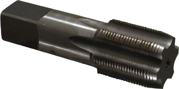 Made in USA - 1-1/4 - 16 UNS 6 Flute Bright Finish High Speed Steel Straight Flute Standard Hand Tap - Plug, Right Hand Thread, 4" OAL, 1-1/2" Thread Length, H4 Limit, Oversize - Exact Tooling