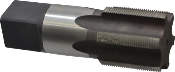 Made in USA - 1-1/2 - 20 UNS 6 Flute Bright Finish High Speed Steel Straight Flute Standard Hand Tap - Plug, Right Hand Thread, 4" OAL, 3" Thread Length, H4 Limit, Oversize - Exact Tooling