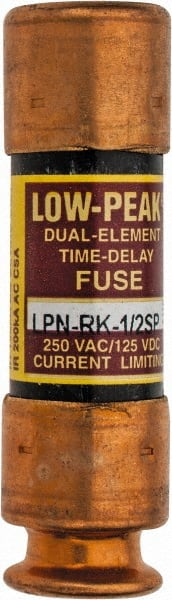 Cooper Bussmann - 125 VDC, 250 VAC, 0.5 Amp, Time Delay General Purpose Fuse - Fuse Holder Mount, 50.8mm OAL, 100 at DC, 300 at AC (RMS) kA Rating, 9/16" Diam - Exact Tooling