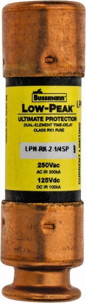 Cooper Bussmann - 125 VDC, 250 VAC, 2.25 Amp, Time Delay General Purpose Fuse - Fuse Holder Mount, 50.8mm OAL, 100 at DC, 300 at AC (RMS) kA Rating, 9/16" Diam - Exact Tooling