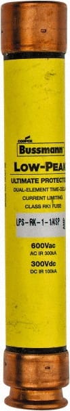 Cooper Bussmann - 300 VDC, 600 VAC, 1.25 Amp, Time Delay General Purpose Fuse - Fuse Holder Mount, 127mm OAL, 100 at DC, 300 at AC (RMS) kA Rating, 13/16" Diam - Exact Tooling