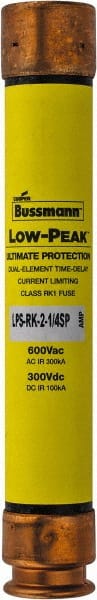 Cooper Bussmann - 300 VDC, 600 VAC, 2.25 Amp, Time Delay General Purpose Fuse - Fuse Holder Mount, 127mm OAL, 100 at DC, 300 at AC (RMS) kA Rating, 13/16" Diam - Exact Tooling