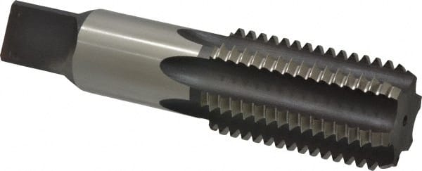 Made in USA - 1-3/4 - 5 UNC 6 Flute Bright Finish High Speed Steel Straight Flute Standard Hand Tap - Bottoming, Right Hand Thread, 7" OAL, 3-3/16" Thread Length, H7 Limit, Oversize - Exact Tooling