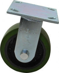 Albion - 5" Diam x 2" Wide x 6-1/2" OAH Top Plate Mount Rigid Caster - Polyurethane, 1,000 Lb Capacity, Precision Sealed Bearing, 4 x 4-1/2" Plate - Exact Tooling