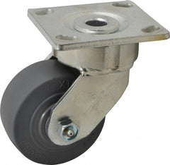 Albion - 4" Diam x 2" Wide x 5-5/8" OAH Top Plate Mount Swivel Caster - Soft Rubber, 350 Lb Capacity, Roller Bearing, 4 x 4-1/2" Plate - Exact Tooling