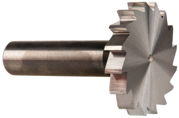 Made in USA - 1-1/2" Diam x 1/4" Face Width, Solid Carbide, 16 Teeth, Shank Connection Woodruff Keyseat Cutter - Uncoated, 2-1/4" OAL x 1/2" Shank, Straight Teeth, ANSI 812, Old Standard 24 - Exact Tooling