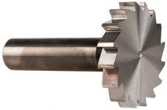 Made in USA - 1-1/2" Diam x 1/4" Face Width, Solid Carbide, 16 Teeth, Shank Connection Woodruff Keyseat Cutter - Uncoated, 2-1/4" OAL x 1/2" Shank, Straight Teeth, ANSI 812, Old Standard 24 - Exact Tooling