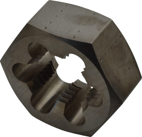 Made in USA - 1-1/4 - 8 UNS Thread, 2-3/16" Hex, Right Hand Thread, Hex Rethreading Die - Carbon Steel, 1" Thick - Exact Tooling