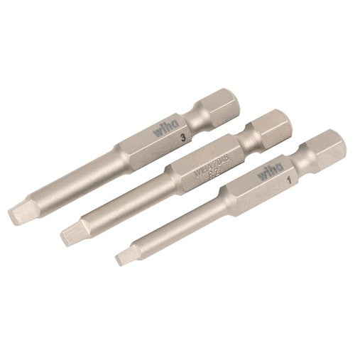 Square Power Bit #1, 2 & 3 × 50mm (3 Bit Pack) - Exact Tooling