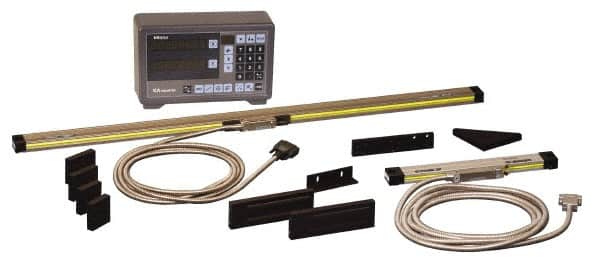 Mitutoyo - 2 Axis, 6" X-Axis Travel, 36" Z-Axis Travel, Turning DRO System - 0.0005mm to 0.01mm (X-Axis), 0.01mm/0.005mm/0.002mm/0.001mm (Z-Axis)mm Resolution, 5+5L0/1,000µm (X-Axis), 7+13L0/1,000µm (Z-Axis)µm Accuracy, LED Display - Exact Tooling