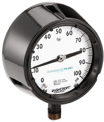 Ashcroft - 4-1/2" Dial, 1/4 Thread, 0-200 Scale Range, Pressure Gauge - Lower Connection, Rear Flange Connection Mount, Accurate to 0.5% of Scale - Exact Tooling