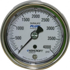 Ashcroft - 2-1/2" Dial, 1/4 Thread, 0-4,000 Scale Range, Pressure Gauge - Center Back Connection Mount, Accurate to 1% of Scale - Exact Tooling
