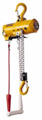Harrington Hoist - 1/4 Ton Load Limit, 10' Max Height Top Hook Air Hoist - 48 SCFM at 90 PSI, 32 FPM Lift Speed, 12" Min Headroom, Pull Cord Control - Exact Tooling