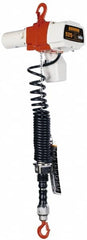 Harrington Hoist - 350 Lb Capacity, 66/13 FPM Lift Speed, Hook Mounted Hoist - 6' Max Lift, 37-3/4" Min Headroom, 1 Chain - Exact Tooling