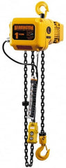 Harrington Hoist - 1 Ton Capacity, 29 FPM Lift Speed, Hook Mounted Hoist - 15' Max Lift, 17.3" Min Headroom, 1 Chain - Exact Tooling