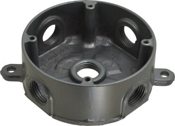 Thomas & Betts - 1 Gang, (5) 1/2" Knockouts, Aluminum Round Outlet Box - 2-7/16" Overall Height x 4-1/8" Overall Width x 1-5/8" Overall Depth, Weather Resistant - Exact Tooling