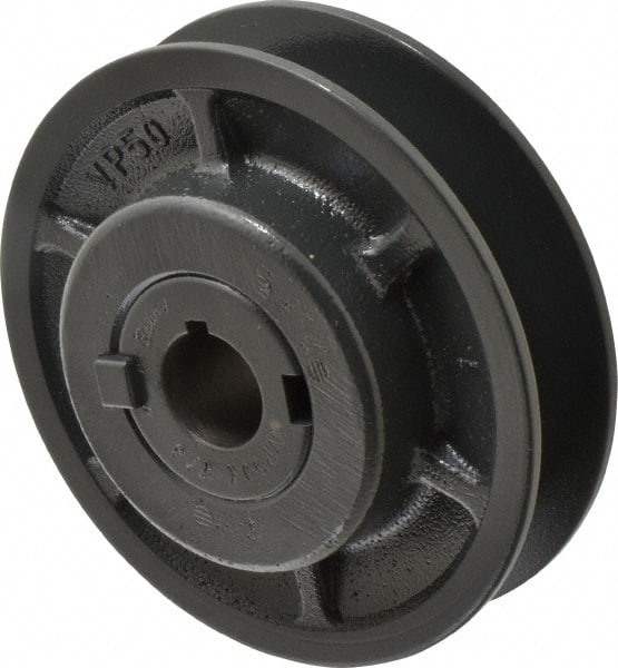 Browning - 7/8" Inside Diam x 4-3/4" Outside Diam, 1 Groove, Variable Pitched Sheave - Belt Sections 3L, 4L, A, 5L & B, 2-5/32" Sheave Thickness, 11/16 to 1-1/16" Face Width - Exact Tooling