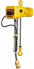 Harrington Hoist - 1 Ton Capacity, 7 FPM Lift Speed, Hook Mounted Hoist - 10' Max Lift, 16.1" Min Headroom, 1 Chain - Exact Tooling