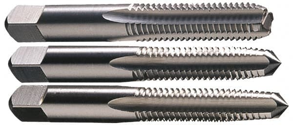 Hertel - #1-72 UNF, 2 Flute, Bottoming, Plug & Taper, Bright Finish, High Speed Steel Tap Set - Right Hand Cut, 1-11/16" OAL, 3/8" Thread Length, 3B Class of Fit - Exact Tooling